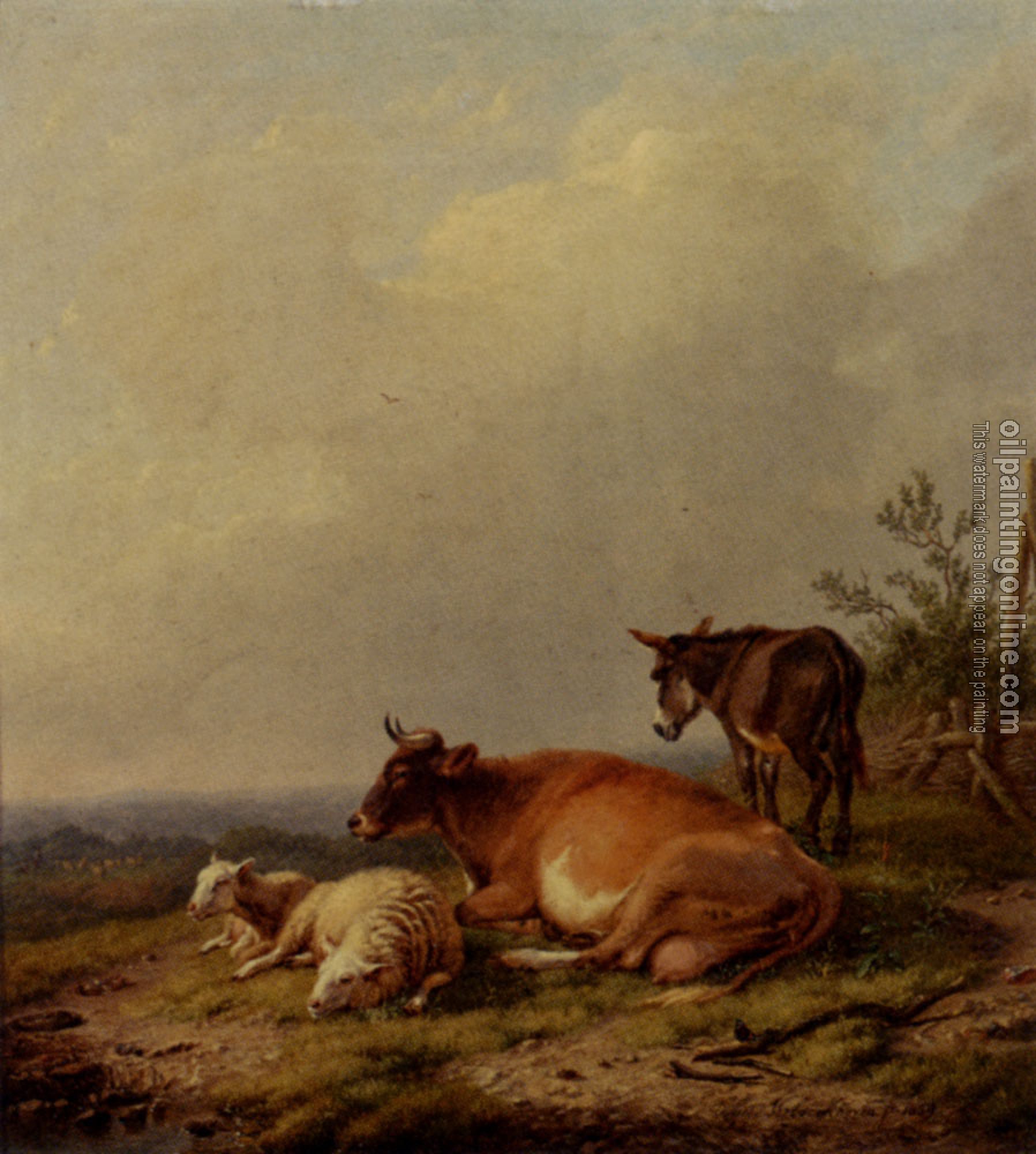 Verboeckhoven, Eugene Joseph - A Cow A Sheep And A Donkey